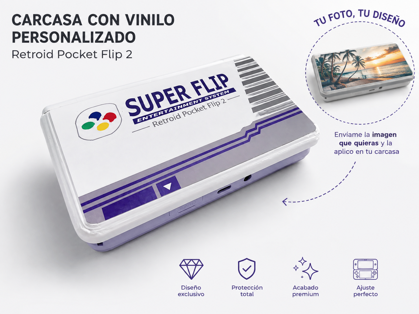 Carcasa con diseño Vinilo Personalizado Retroid Pocket Flip 2